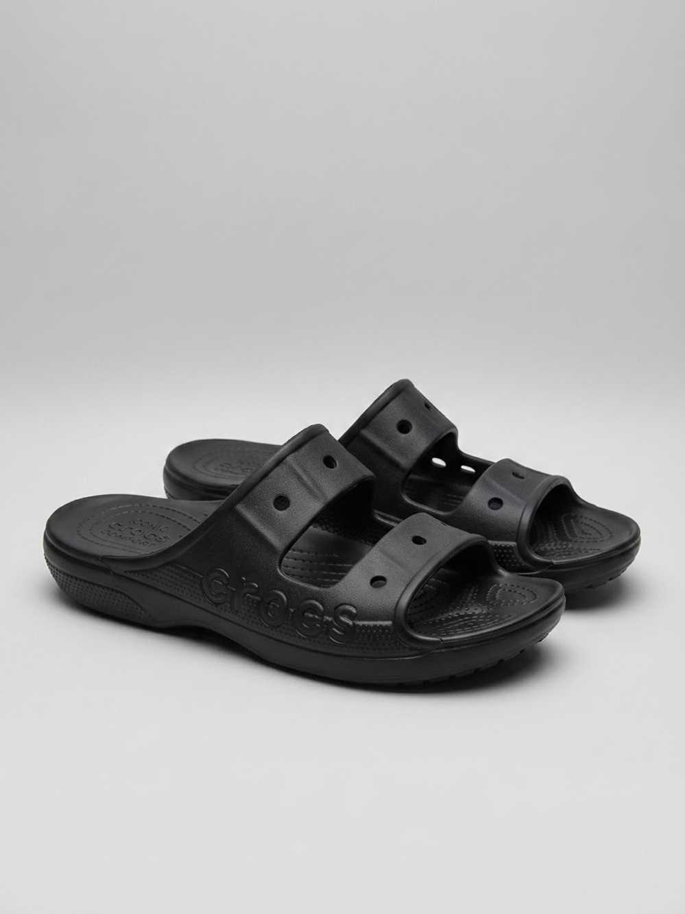 CROCS Men’s Black Dual-Strap Slide Sandals